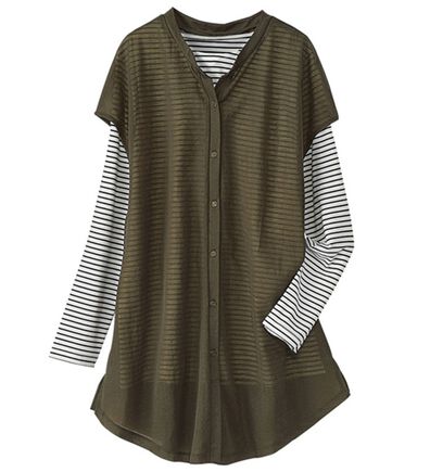 BELLUNA（ベルーナ）の「かのこブラウス＆ボーダーＴシャツアンサンブル（アンサンブル）」