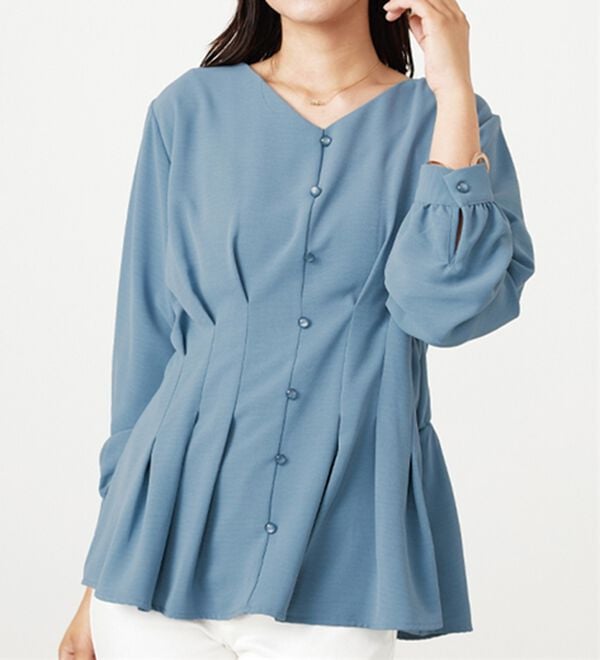 BELLUNA（ベルーナ）の「【接触冷感/UV対策】機能付！ウエストタックブラウス（ブラウス）」｜詳細画像