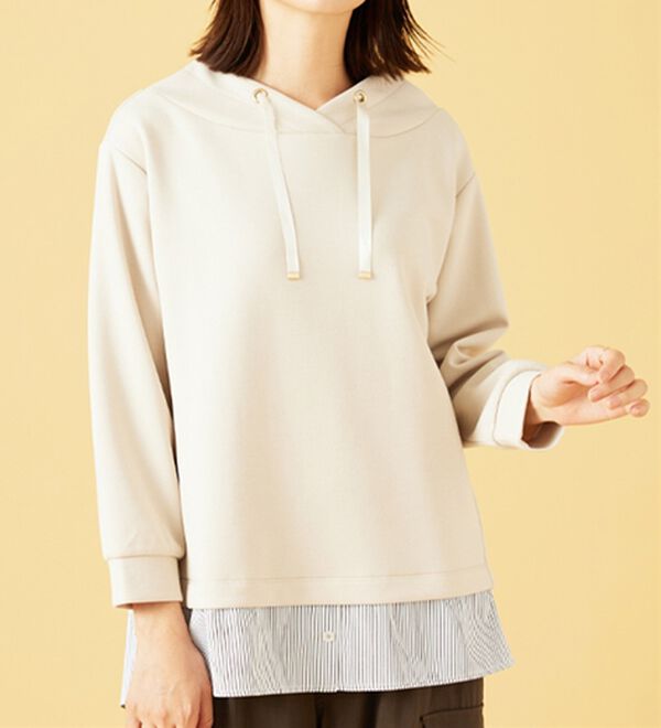 BELLUNA（ベルーナ）の「ワイドネックデザインシャツ切替チュニック（チュニック）」｜詳細画像