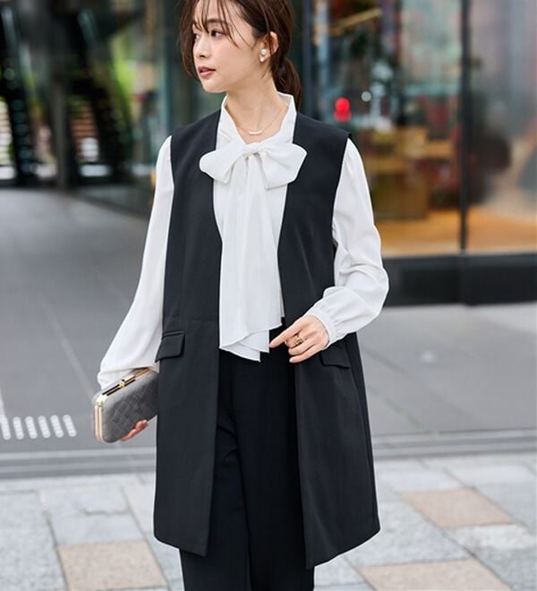 RANAN（ラナン）の「【２点セット】防シワ！ロングジレセットアップ（パンツスーツ）」｜詳細画像