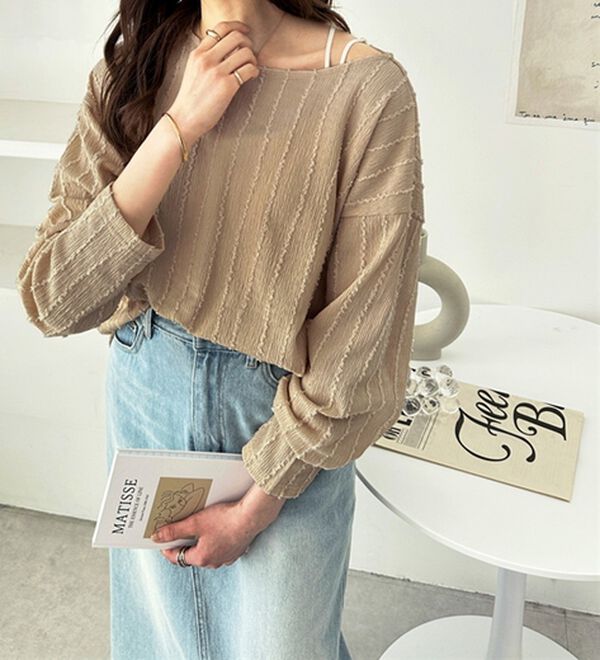 GeeRA（ジーラ）の「シャギージャカードボートネックカットソー（カットソー）」｜詳細画像