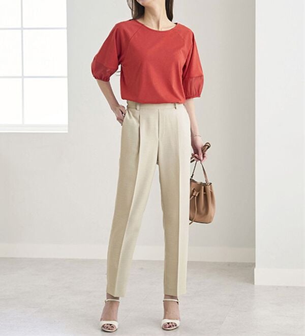 BELLUNA（ベルーナ）の「ヒンヤリ爽快！麻調ビンテージテーパードパンツ（テーパードパンツ）」｜詳細画像