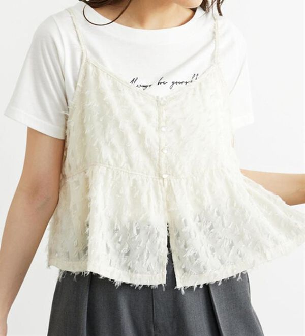 BELLUNA（ベルーナ）の「シフォン素材フェザービスチェ（タンクトップ・キャミソール）」｜詳細画像