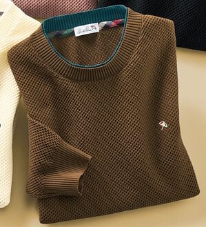 「＜アーノルド　パーマー＞立体編みレイヤードセーター（メンズニット・セーター）」｜モカ