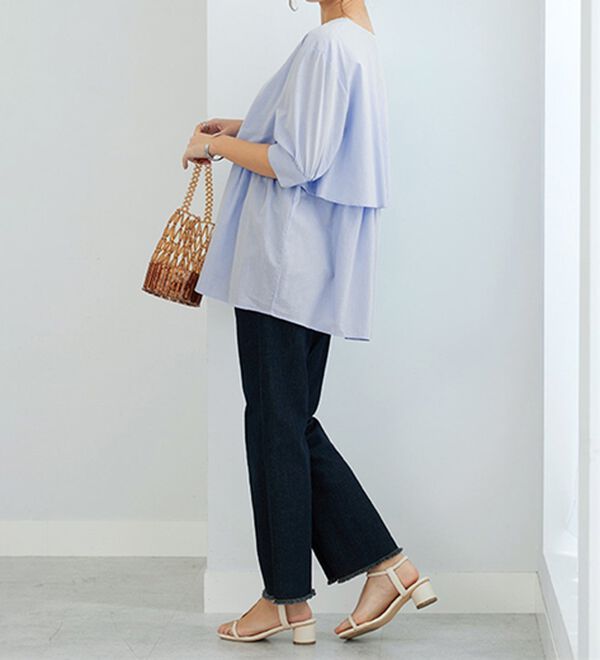 GeeRA（ジーラ）の「【華奢見え】羽織にもなる！ペプラムシャツチュニック（チュニック）」｜詳細画像