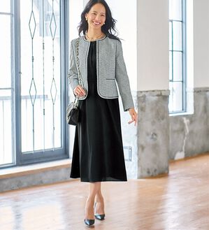 BELLUNA（ベルーナ）の「華やかツイードジャケットワンピースアンサンブル（ワンピースセットスーツ）」｜詳細画像