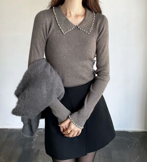 GeeRA（ジーラ）の「【YOUING.】パール衿リブニット（ニット・セーター）」｜詳細画像