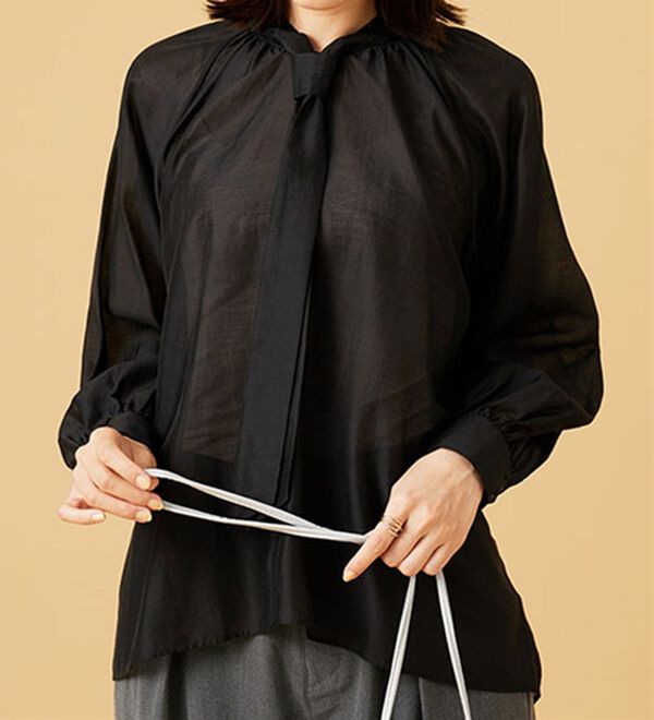 BELLUNA（ベルーナ）の「ブライトシアー素材ボウタイブラウス（ブラウス）」｜詳細画像