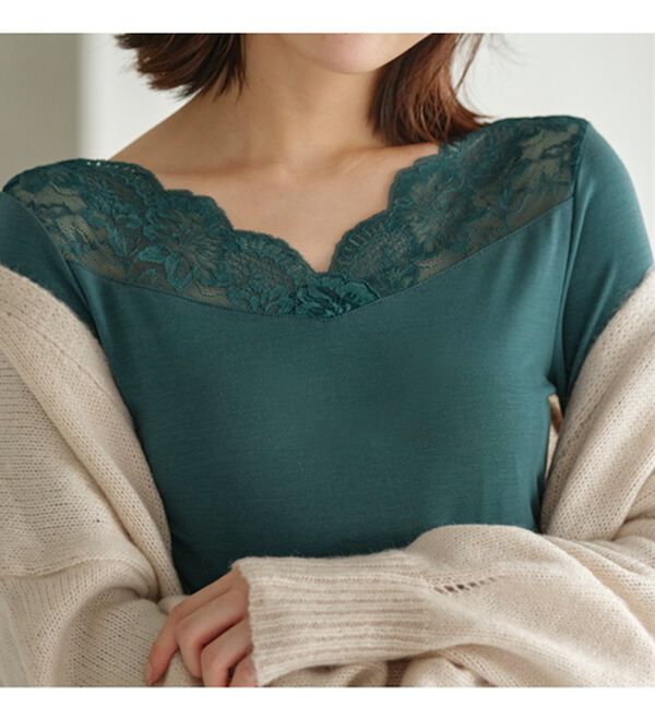 LAVIENNE（ラヴィエンヌ）の「【吸湿発熱】【抗菌防臭】２ＷＡＹレースインナー（肌着・インナーウェア）」｜詳細画像