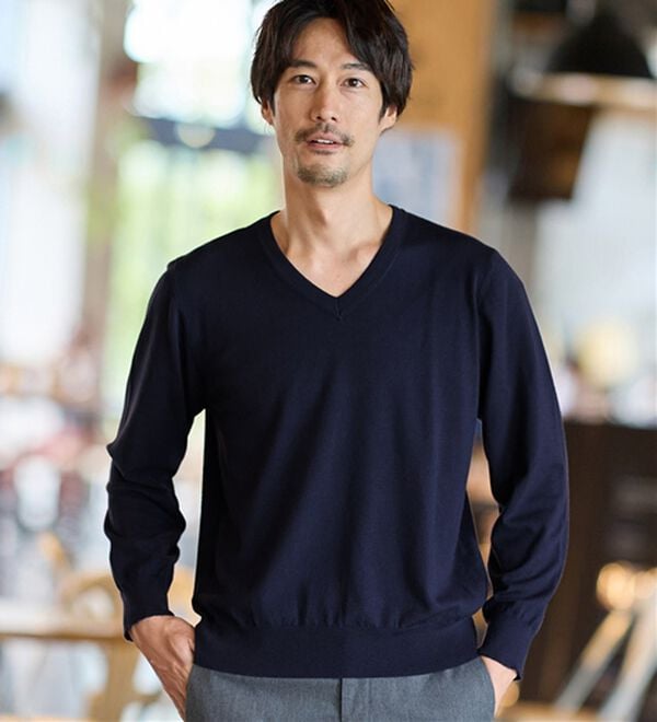 REMEN'S（リメンズ）の「【洗える】やわらかタッチＶネックセーター（メンズニット・セーター）」｜詳細画像