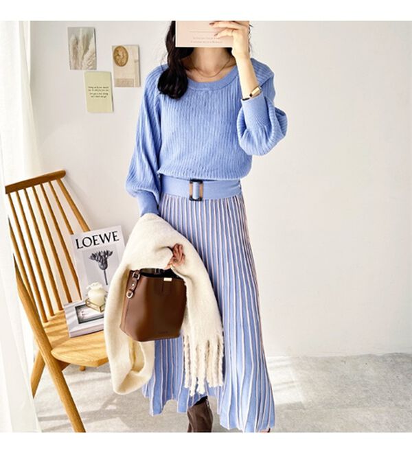 GeeRA（ジーラ）の「前後２ＷＡＹプリーツニットワンピース（ニットワンピース）」｜詳細画像