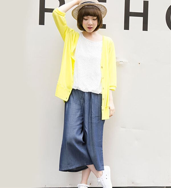 A HAPPY MARILYN（アハッピーマリリン）の「【Ｌ～５Ｌ】長袖・七分袖・半袖　シンプル　カーディガン（ニットカーディガン）」｜詳細画像