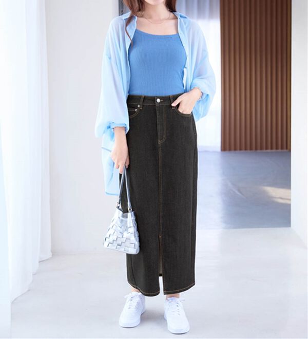 alotta（アロッタ）の「きれいめストレッチカラータイトスカート（ロングスカート）」｜詳細画像