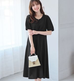 alotta（アロッタ）の「【4つの機能付】タック袖Ａラインワンピース（その他ワンピース）」｜ブラック