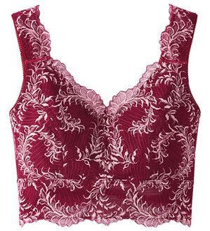 LAVIENNE（ラヴィエンヌ）の「着るだけ簡単！やせ見せフラットバストブラ（ブラジャー）」｜ワインレッド