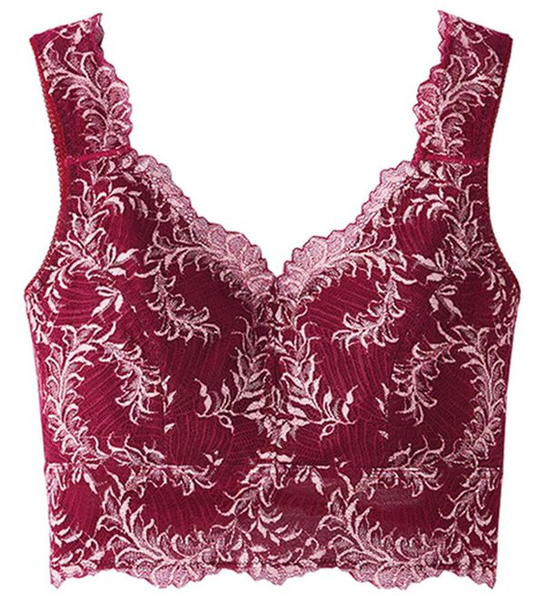 LAVIENNE（ラヴィエンヌ）の「着るだけ簡単！やせ見せフラットバストブラ（ブラジャー）」｜ワインレッド