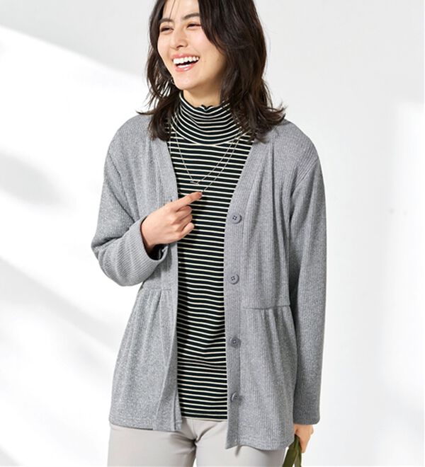 BELLUNA（ベルーナ）の「なめらか素材ハイネックボーダープルオーバー（カットソー）」｜詳細画像