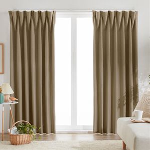 iellio（イエリオ）の「１００％遮光・断熱保温・防音・天然素材風カーテン（ドレープカーテン）」｜モカ