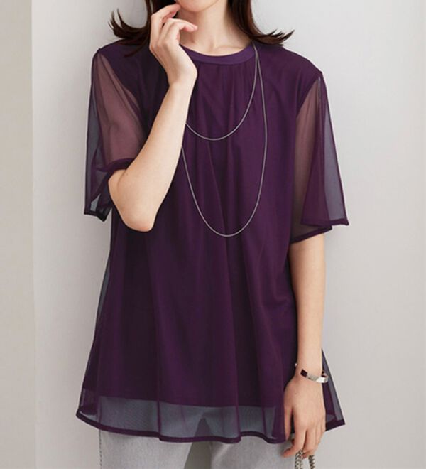 BELLUNA（ベルーナ）の「ふわり涼やか！チュール重ねチュニック（チュニック）」｜詳細画像