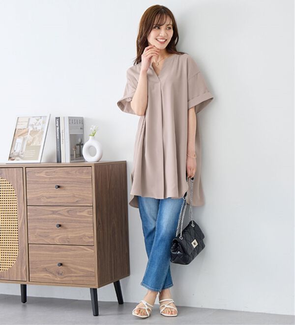 alotta（アロッタ）の「スキッパーとろみブラウスチュニック（ブラウス）」｜詳細画像