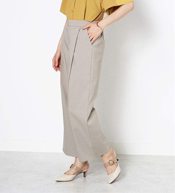 BELLUNA（ベルーナ）の「麻入りストレッチタックワイドパンツ（ワイドパンツ・ガウチョ）」｜詳細画像