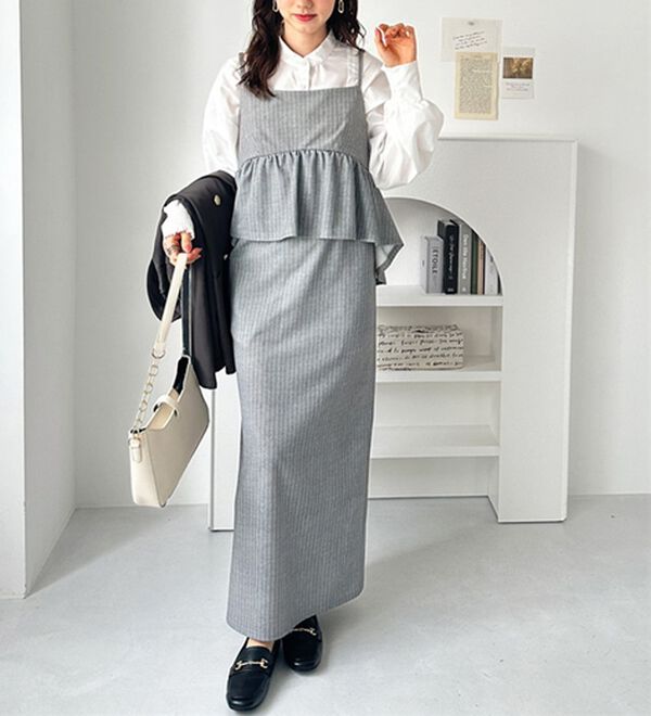 GeeRA（ジーラ）の「楽ちん！ペプラムキャミワンピース（カットソーワンピース）」｜詳細画像