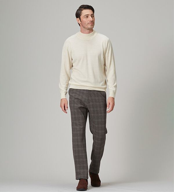 「＜コムルヴァン・オム＞チェック柄グッとラクパンツ（メンズフルレングスパンツ）」｜詳細画像