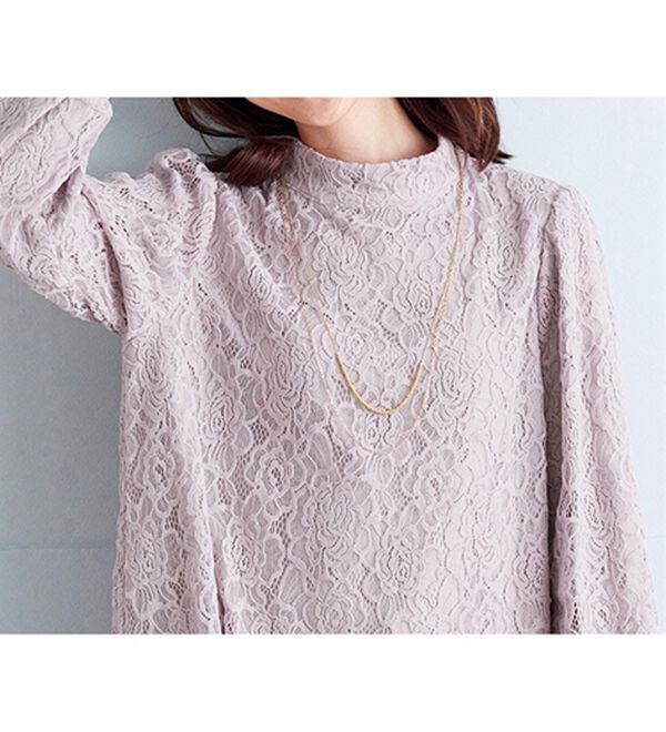 BELLUNA（ベルーナ）の「【一枚でエレガント！】ふんわり総レーススタンド衿チュニック（チュニック）」｜詳細画像