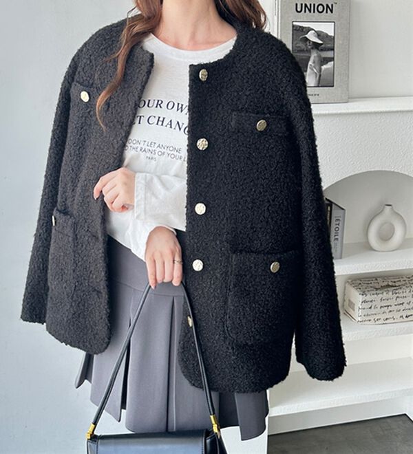 リングウールライク金ボタンジャケットコート - ベルーナ【公式】