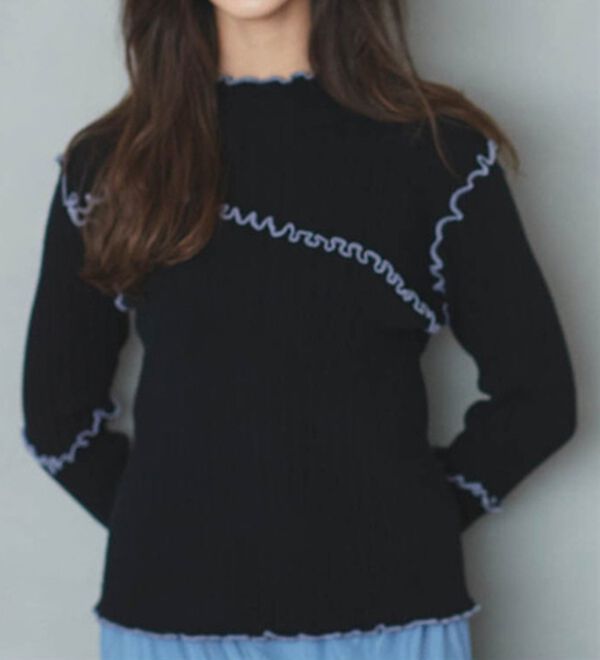 RANAN（ラナン）の「メローステッチ配色リブニット（ニット・セーター）」｜詳細画像