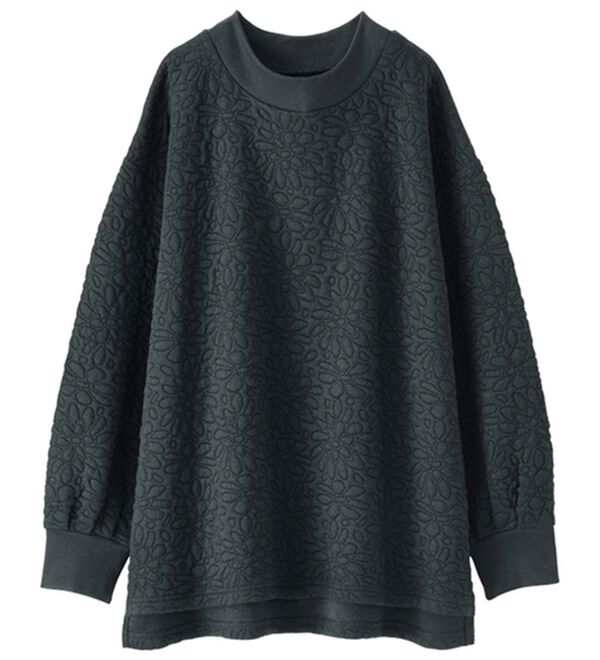 BELLUNA（ベルーナ）の「花柄ふくれジャカードスウェット（カットソー）」｜黒