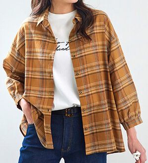 BELLUNA（ベルーナ）の「着るＵＶ対策！綿１００％デザインチェックシャツ（シャツ）」｜詳細画像