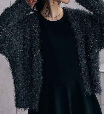 RANAN（ラナン）の「ラメシャギーショートカーデ（ニットカーディガン）」