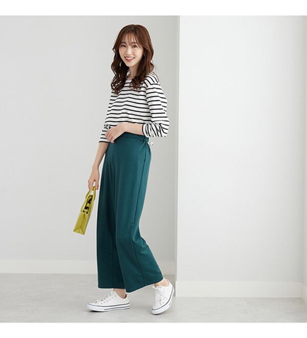 BELLUNA（ベルーナ）の「ぐんぐん伸びてラク！ジャカードワイドパンツ（ワイドパンツ・ガウチョ）」｜詳細画像