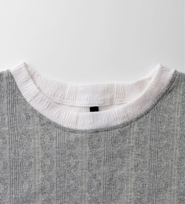 BELLUNA（ベルーナ）の「ミニケーブル柄パッチワーク風プルオーバー（カットソー）」｜詳細画像