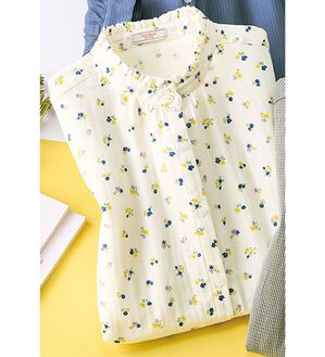 ルフラン（ルフラン）の「選べる！夏色ダブルガーゼブラウス（ブラウス）」｜白系花柄