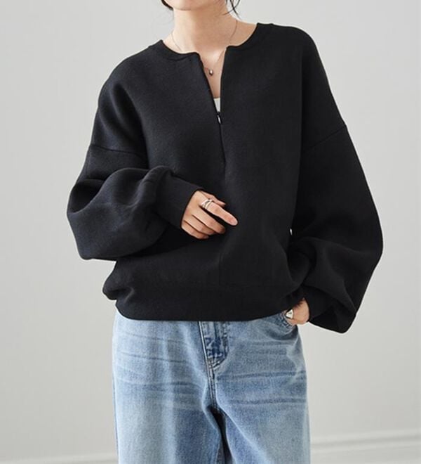 RANAN（ラナン）の「ハーフジップスウェットライクニット（ニット・セーター）」｜詳細画像