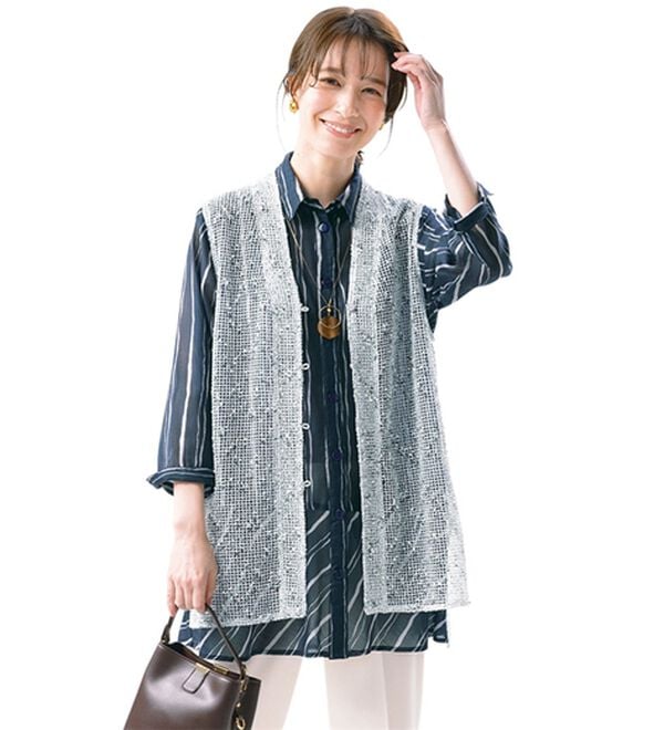 ルフラン（ルフラン）の「上品ブラウス&times;ニットベスト（アンサンブル）」｜詳細画像