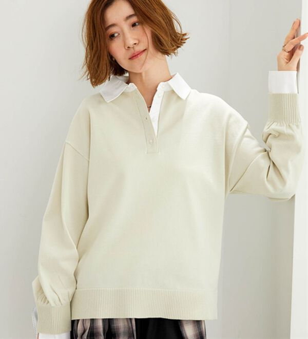 BELLUNA（ベルーナ）の「シャツ衿使いニットプルオーバー（ニット・セーター）」｜詳細画像