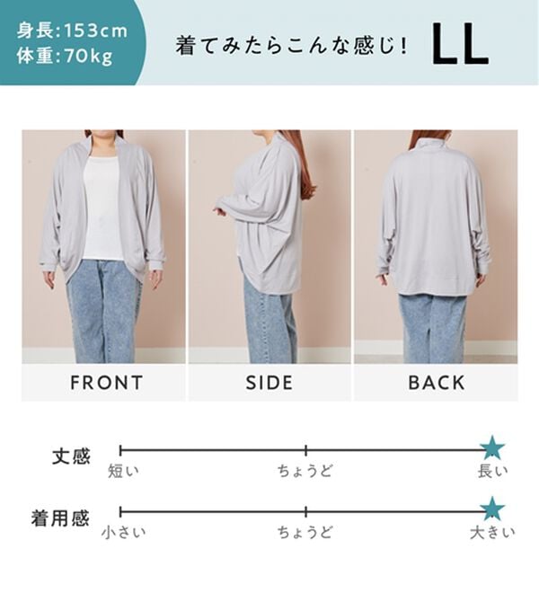 Viola e Viola（ヴィオラ エ ヴィオラ）の「【５つの機能付】ＵＶ対策に！ひんやり　ゆるドルマンカーディガン（ニットカーディガン）」｜詳細画像