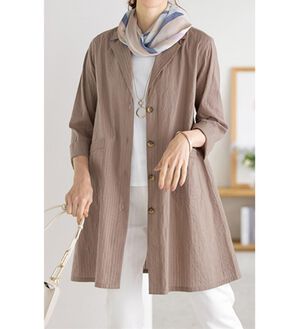 ルフラン（ルフラン）の「ピンタック素材ロングジャケット（その他ジャケット）」｜モカ