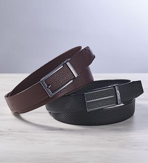 「【２本組】＜クロコダイル＞高級一枚仕立て千鳥無双ベルト（メンズベルト）」｜詳細画像