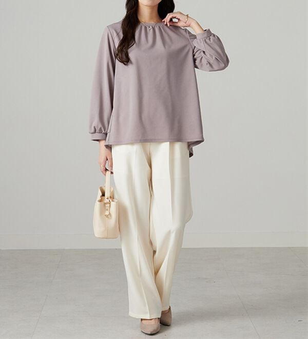 BELLUNA（ベルーナ）の「【再入荷】ボリューム袖美人顔バックフレアーＴブラウス（ブラウス）」｜詳細画像