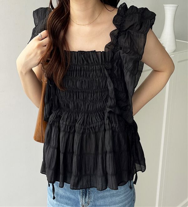 GeeRA（ジーラ）の「フリルシャーリングブラウス（ブラウス）」｜詳細画像