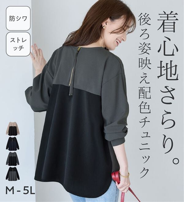 Viola e Viola（ヴィオラ エ ヴィオラ）の「ブラウス見えカットソー配色デザインチュニック（カットソー）」｜詳細画像