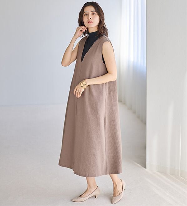 LAVIENNE（ラヴィエンヌ）の「【医師オススメ】ＵＶカット綿１００％スリーブレスハイネックプルオーバー＜カラフルコットン＞（肌着・インナーウェア）」｜詳細画像