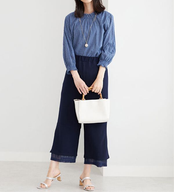 BELLUNA（ベルーナ）の「【Ｌａｇｒｉｌｕａ】裾レース使いアシメ切替デザインパンツ（ワイドパンツ・ガウチョ）」｜詳細画像