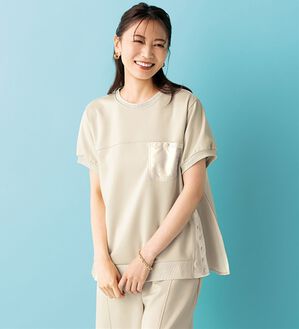 BELLUNA（ベルーナ）の「【ＳＥＪＬ】異素材切替デザインプルオーバー（カットソー）」｜アイボリー