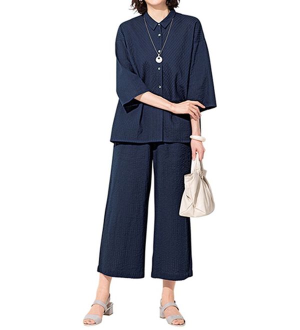 ルフラン（ルフラン）の「ピンタック素材セットアップ（セットアップ）」｜ネイビー系