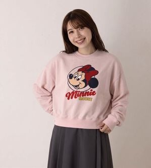 「＜Disney＞【ミッキー＆ミニー】サガラ刺しゅうゆったり裏毛トレーナー（カットソー）」｜詳細画像
